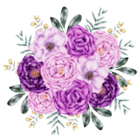 acquerello di bouquet di fiori viola png