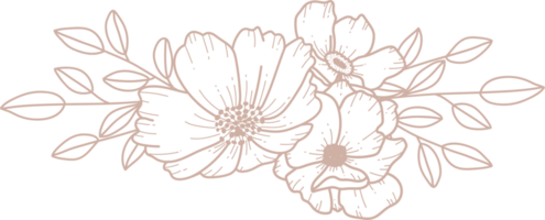 dessin au trait bouquet de fleurs png