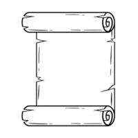 Old scroll. Template for antique text. Medieval papyrus. Paper for writing. Outline cartoon illustration vector