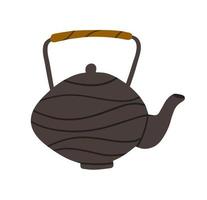 Tea set. Kitchen utensils. Teapot. Doodle illustration isolated on white background vector