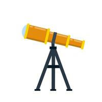 Telescope. Magnifying glass on tripod for discovery stars. Element of astronomy and science. The modern spyglass. Cartoon flat illustration isolated on white vector