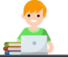 Man with laptop. Smiling happy man vector