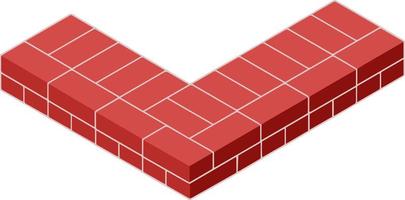 Red brick wall of house. Element of building construction. Corner of Stone object. Isometric illustration. Symbol of protection and security vector