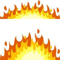 Red flame set. Fire element. Part of the bonfire with the heat. vector