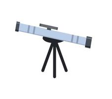 Telescope. Magnifying glass on tripod for discovery stars. Modern spyglass. Cartoon flat illustration isolated on white. Element of astronomy and science vector