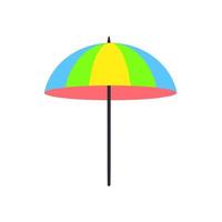 Beach umbrella. Color design. Summer accessory for sun protection. Flat cartoon illustration isolated on white vector