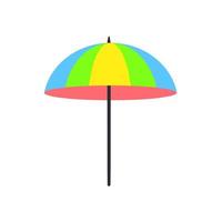 Beach umbrella. Color design. Summer accessory for sun protection. Flat cartoon illustration isolated on white vector