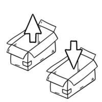 Open box. Set of cardboard containers vector