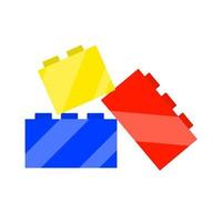 Bright cubes constructor. Red, blue and yellow geometric square shape. Child toy. Flat illustration vector