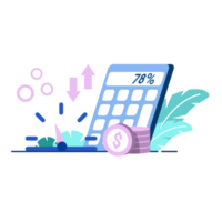 ilustração plana de ícone de retorno ajustado de inflação para gráfico de finanças de negócios por cento moeda nota de dólar perfeita para design de interface do usuário ux, aplicativo web, projetos de marca, anúncio, postagem de mídia social png