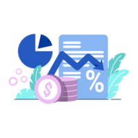 inflation report icon flat Illustration for business finance chart percent coin dollar bill perfect for ui ux design, web app, branding projects, advertisement, social media post png