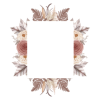 couronne carrée de fleurs d'automne aquarelle png