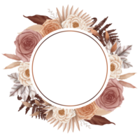 coroa de flores de outono em aquarela png