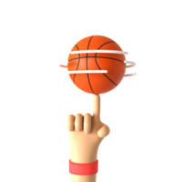 Spin Basketball Hand Gesture 3D rendering isolated on transparent background. Ui UX icon design web and app trend png