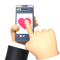 soziale medien wie das geben von handgesten 3d-rendering isoliert auf transparentem hintergrund. ui ux icon design web- und app-trend png