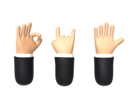 Three Hand Gestures 3D rendering isolated on transparent background. Ui UX icon design web and app trend png