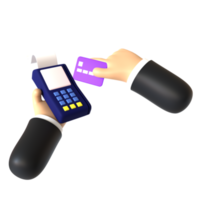 Credit Card Swiping Hand Gesture 3D rendering isolated on transparent background. Ui UX icon design web and app trend png