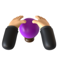 Crystal Ball Holding 3D rendering isolated on transparent background. Ui UX icon design web and app trend png