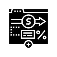 comisión dinero glifo icono vector ilustración