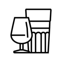 Ilustración de vector de icono de línea de producción de vidrio de taza