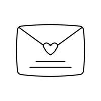 Mail love with heart line icon. Valentines Day. Wedding invitation. Vector illustration