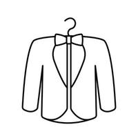 icono de línea de chaqueta de esmoquin. signo de estilo lineal para diseño web. Ilustración de vector de contorno de traje de boda de hombres