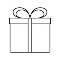 Gift box with ribbon line icon, outline vector sign, linear style pictogram isolated on white. Editable stroke