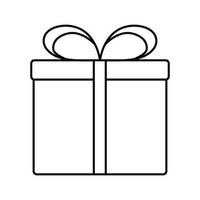 Gift box with ribbon line icon, outline vector sign, linear style pictogram isolated on white. Editable stroke