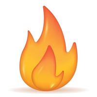 Fire 3d icon isolated on white background. Vector realistic fireball illustration