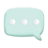 Modern 3D Minimal blue chat bubble on white background. Concept of social media messages. Render vector illustration