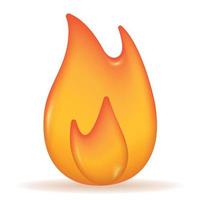 Fire 3d icon isolated on white. Vector realistic fireball illustration