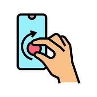 turning digital button on smartphone screen color icon vector illustration