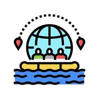 Ilustración de vector de icono de color de turismo de rafting