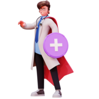 Ilustración de médico masculino de personaje 3d png