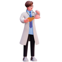 3d karaktär manlig läkare illustration png