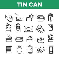 Tin Can Container Collection Icons Set Vector
