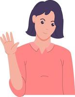 portrait of a female employee waving vector