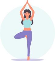 Flat Design Girl Character In a Yoga Position vector