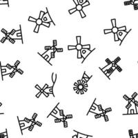 Windmill Building Vector Seamless Pattern