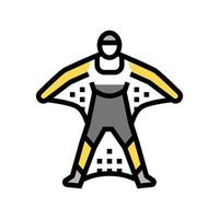 wingsuit flight sport man color icon vector illustration