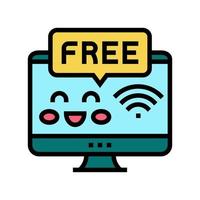 free internet in children library color icon vector illustration