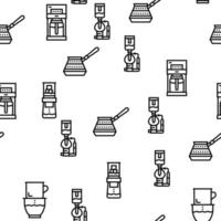 Coffee Make Machine And Accessory Vector Seamless Pattern