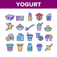Yogurt Dairy Nutrition Collection Icons Set Vector