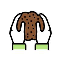 hands holding soil in hands color icon vector illustration