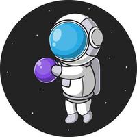 astronaut cartoon in outer space vector