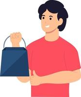 flat design young man receiving a package vector