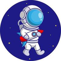 astronaut cartoon in outer space vector