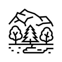 taiga paisaje línea icono vector ilustración