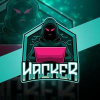 diseño de logotipo de mascota hacker esport vector