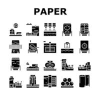 conjunto de iconos de colección de plantas de producción de papel vector